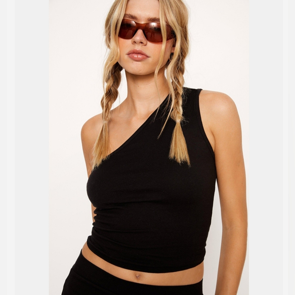 NASTY GAL One Shoulder Cropped Tank Top X LARGE